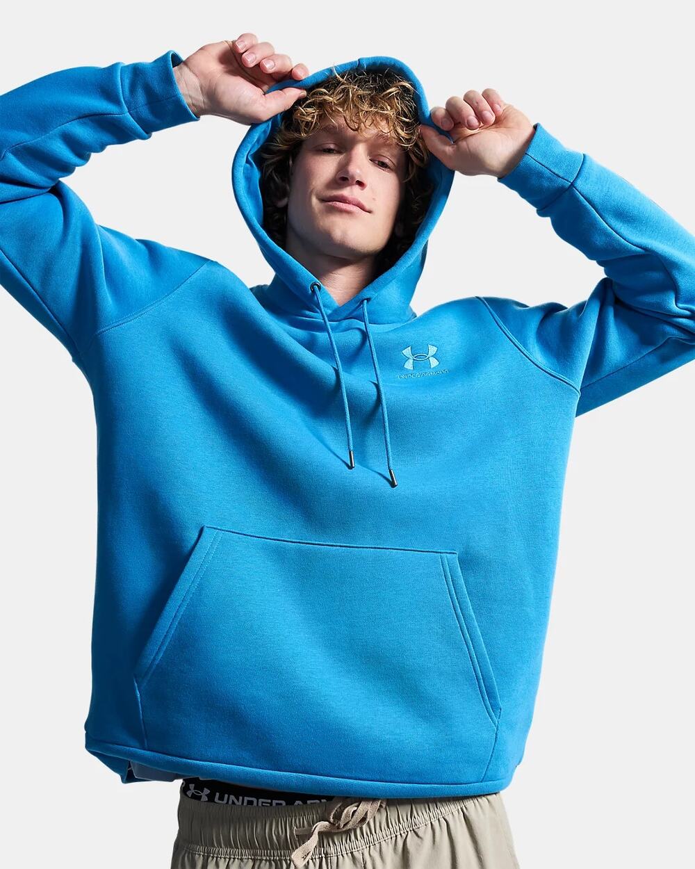 NWT Under Armour UA Icon Fleece Men's Hoodie in Aegean Blue sz XL